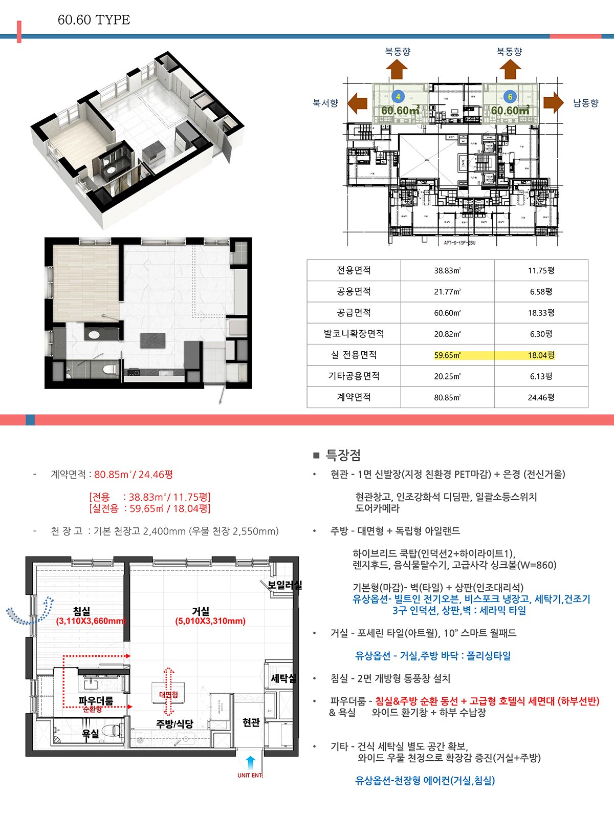 60.60㎡ 평면도와 면적표